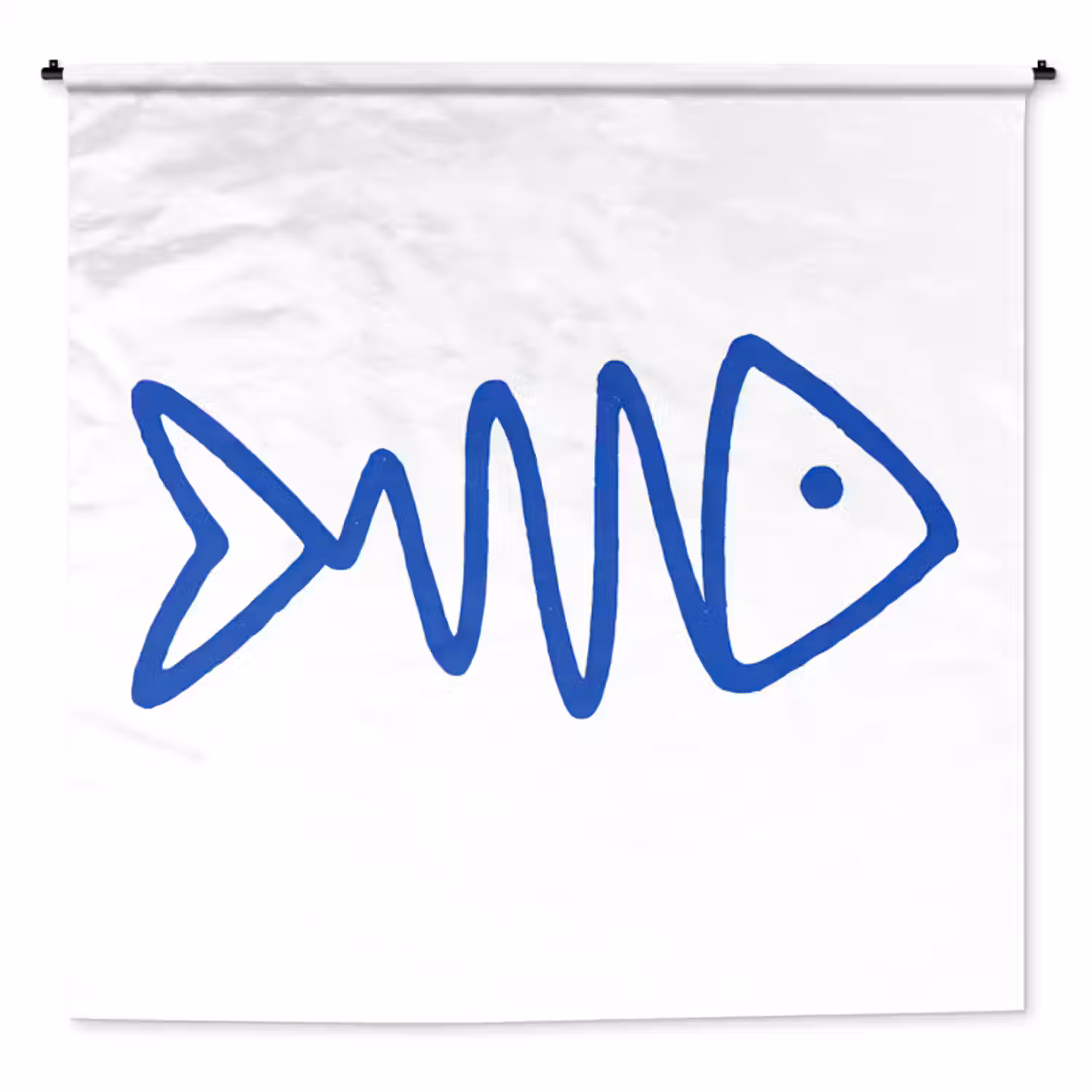 Wandkleed - Vis - Minimalistisch - Blauw - Lijn