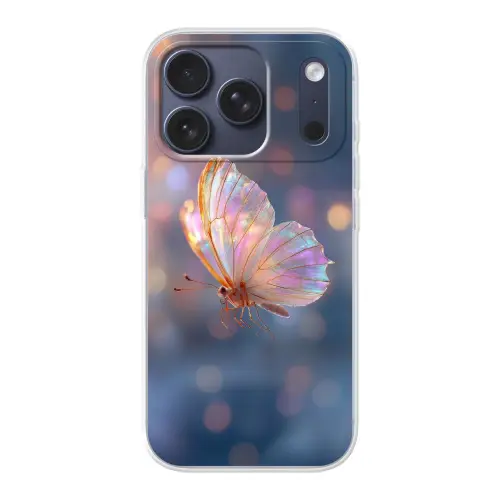 Vlinder - Vleugels - Pastel - Glinstering Telefoonhoesje iPhone 17 Pro klein -3d