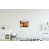 Koe- Schotse hooglander - Hoorns - Bruin - Landschap textielposter latten blank klein -kinderkamer