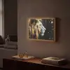 Portret - Leeuw - Abstract - Goud Light Box met batterij (Wandlamp) middel -sfeer1