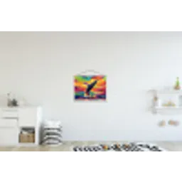 Zonsondergang - Walvis - Geschilderd - Kleurrijk textielposter latten blank klein -kinderkamer
