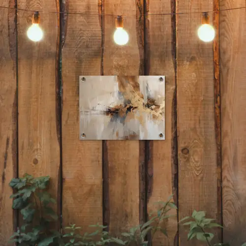 Modern - Bruin - Abstract - Beige tuinposter los doek klein -sfeer1