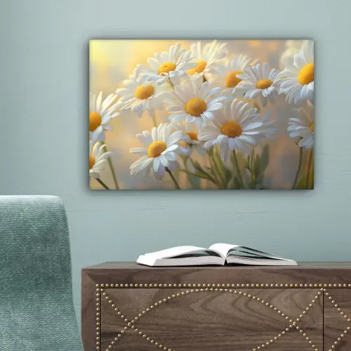 Madeliefjes - Wit - Zonlicht canvas 2cm klein -sfeer4