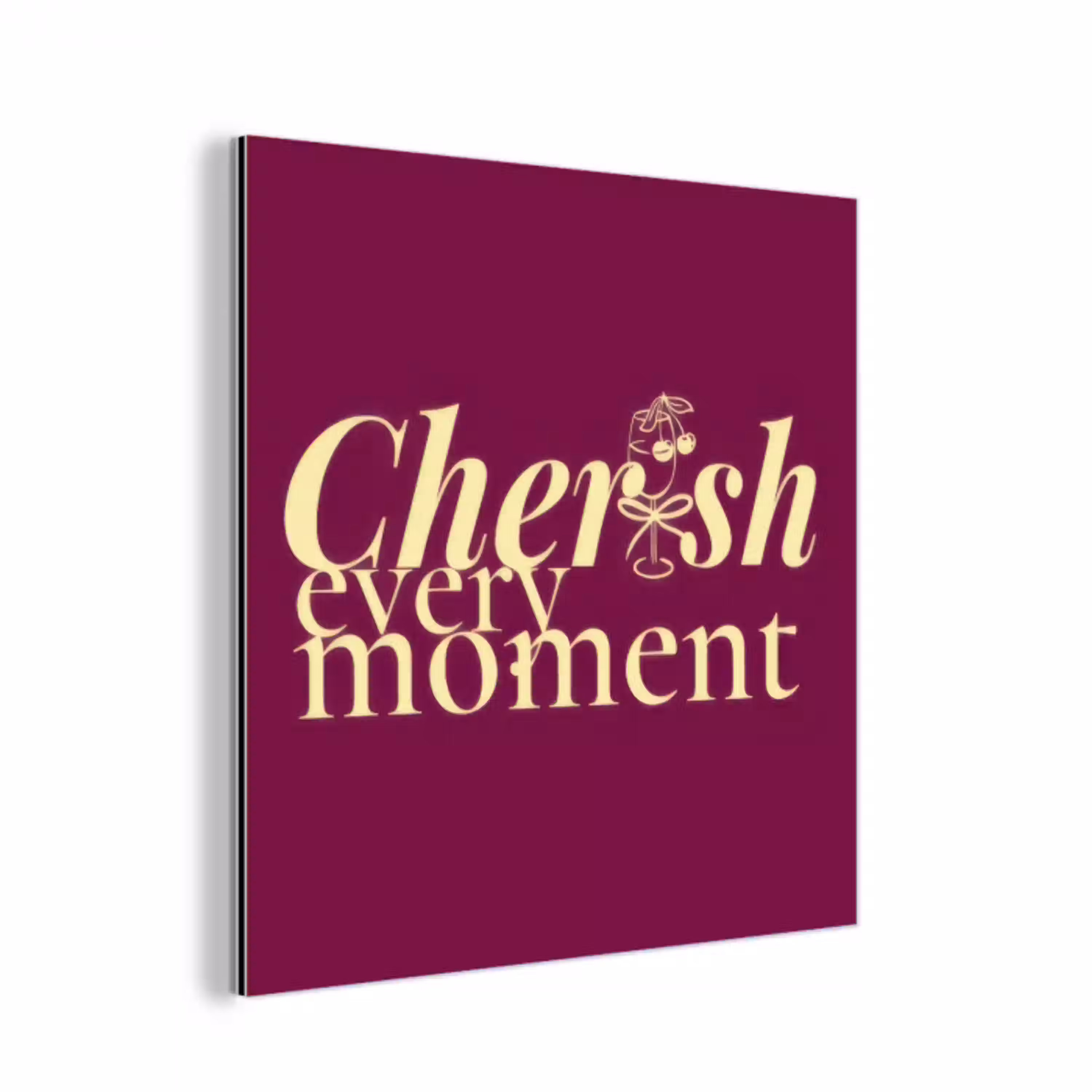 Cherish every moment - Cocktailglas - Bordeaux aluminium wit klein -3d