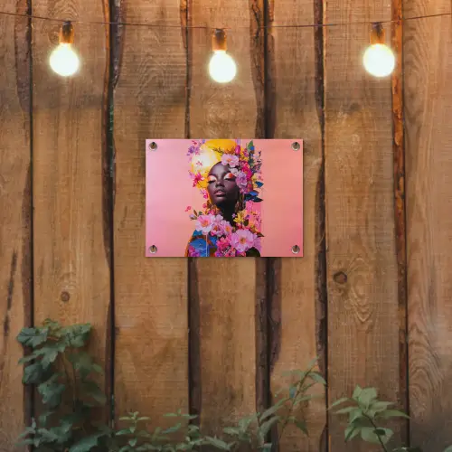 Kleurrijk - Bloemen - Vrouw - Zon tuinposter los doek klein -sfeer1