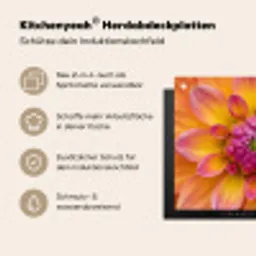 Dahlia - Bloem - Oranje Inductie beschermer vinyl 3mm middel -zzzzzzusp-haakje_DE