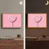 Snoep - Lolly - Hart- Roze Light Box met batterij (Wandlamp) middel -sfeer3
