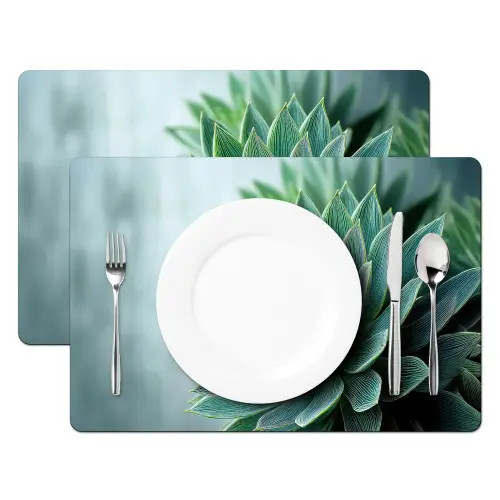 Vetplant - Bladeren - Groen - Wazig Placemat vinyl groot -zzsfeer2_Kitchenyeah-website