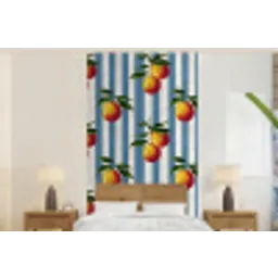 Strepen - Citroen - Blauw fotobehang vinyl groot 64 -bed