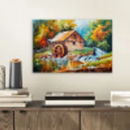 Landschap - Schilderij - Huis - Kunst - Herfst aluminium wit klein -sfeer1