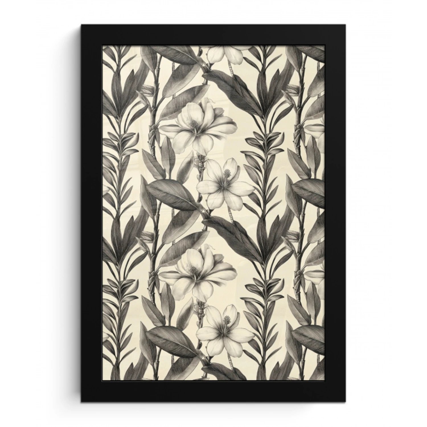 Klassiek - Botanisch - Zwart - Beige fotolijst zwart zonder passe partout klein 224 -3d