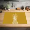 Lijnillustratie - Ananas - Bladkroon - Okergeel Inductie beschermer vinyl 3mm klein -sfeer5