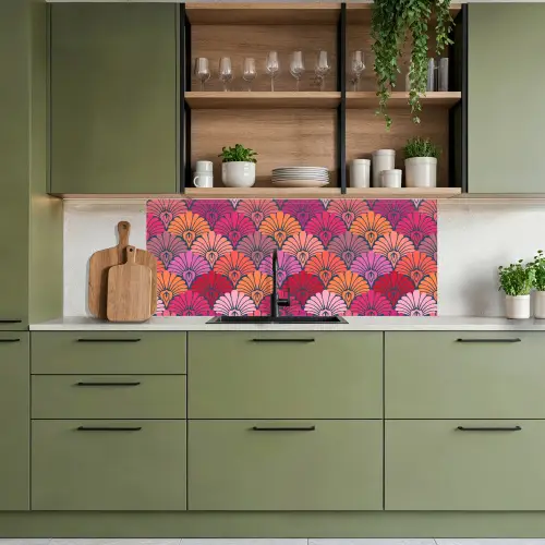 Patronen - Art Deco - Roze - Bloemen keuken achterwand 2 middel 871 -sfeer3