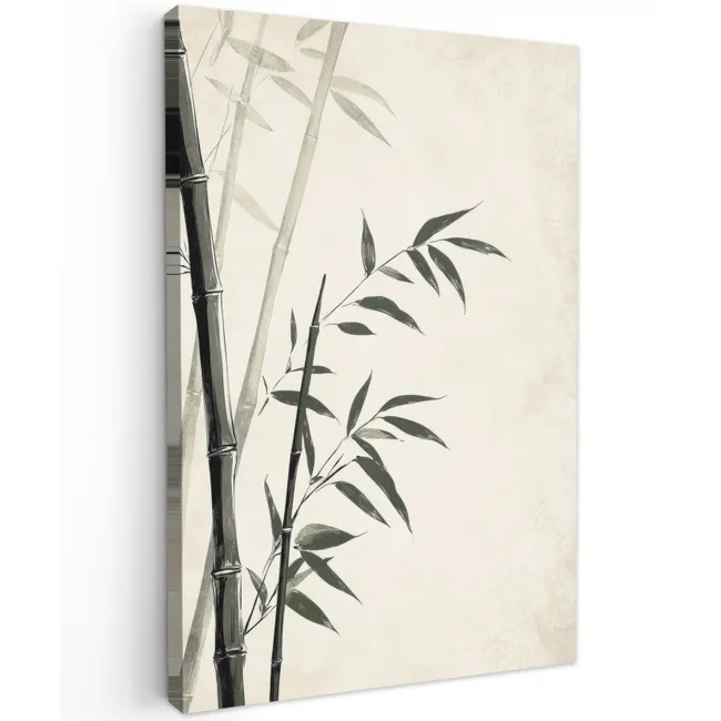 Japandi - Bamboe - Beige Tuinposter op houten frame 2 cm dik klein -3d