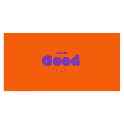 See the good - Paars - Oranje - Smiley Muismat XXL klein -3d_leeg