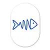 Vis - Minimalistisch - Blauw - Lijn Wandcirkel Ovaal Glas middel -3d