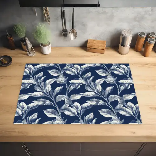 Botanisch - Patroon - Blauw Inductie beschermer vinyl 3mm klein 276 -sfeer5