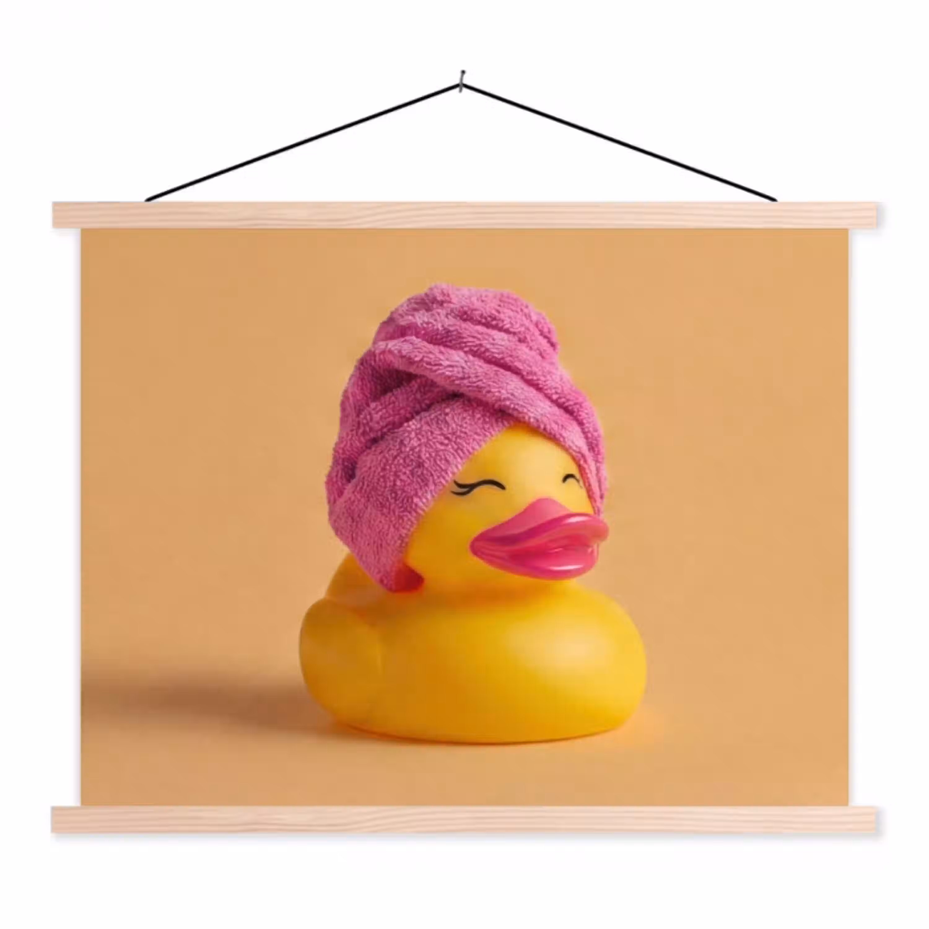 Badeend - Handdoek - Kleurrijk textielposter latten blank klein -3d