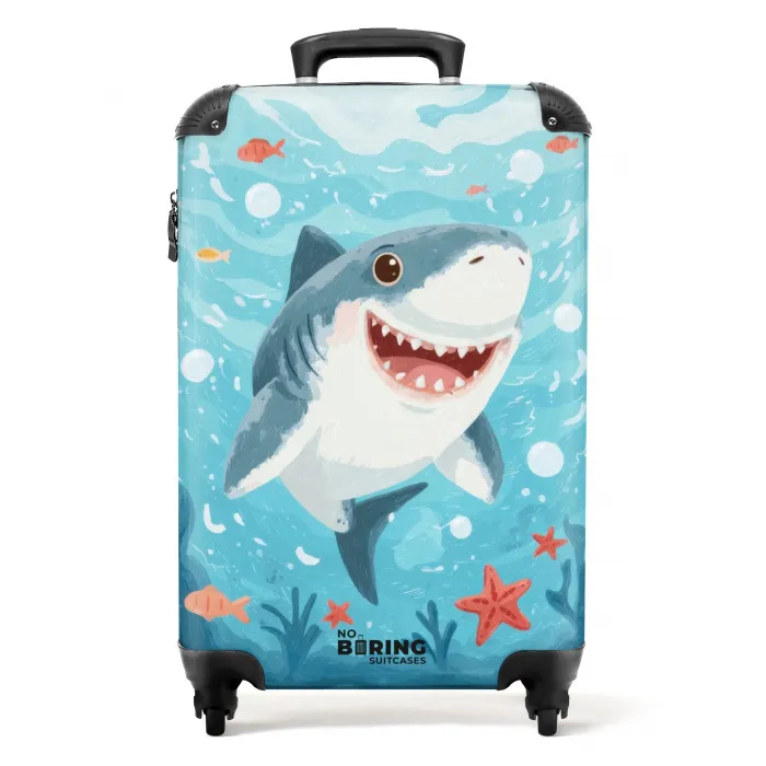 animatie haai zwemmend in het water NBS - Handbagage koffer - Kinderen Unisex middel -productfoto_recht