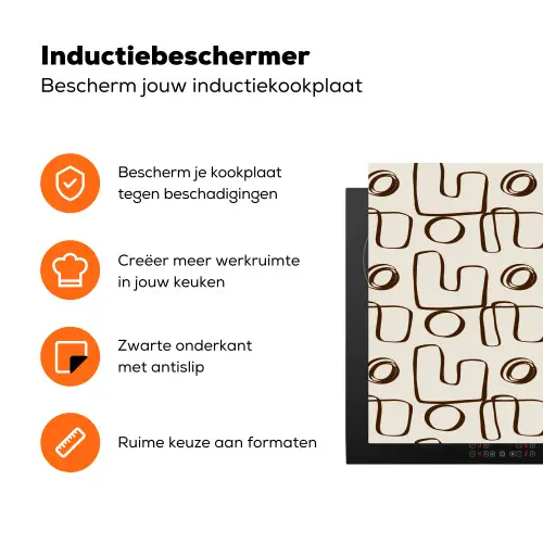 Lijnen - Beige - Patroon - Donkerbruin Inductie beschermer vinyl 3mm klein 276 -zzzzzzz-td-ups