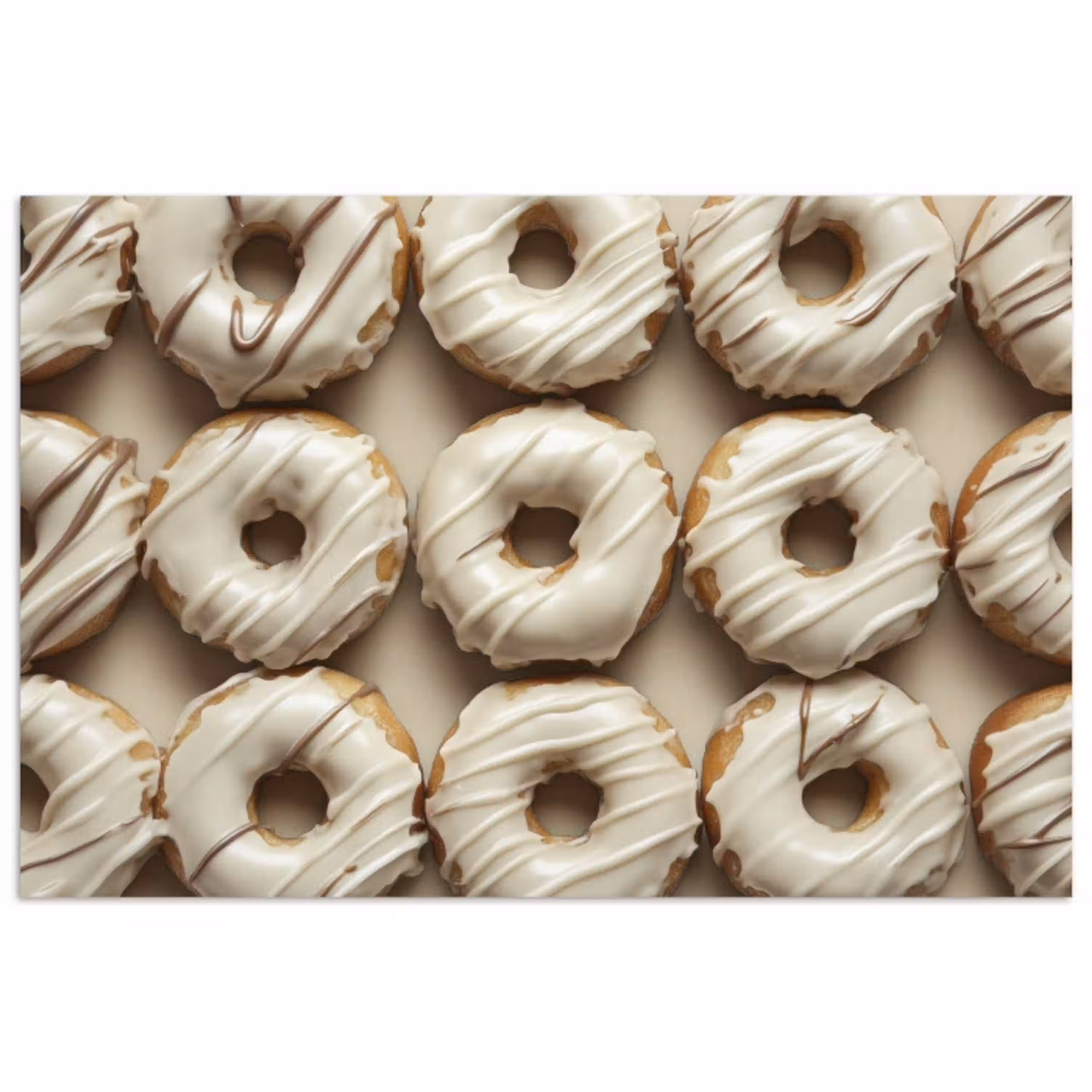 Donuts - Chocolade - Wit - Beige poster papier klein -3d