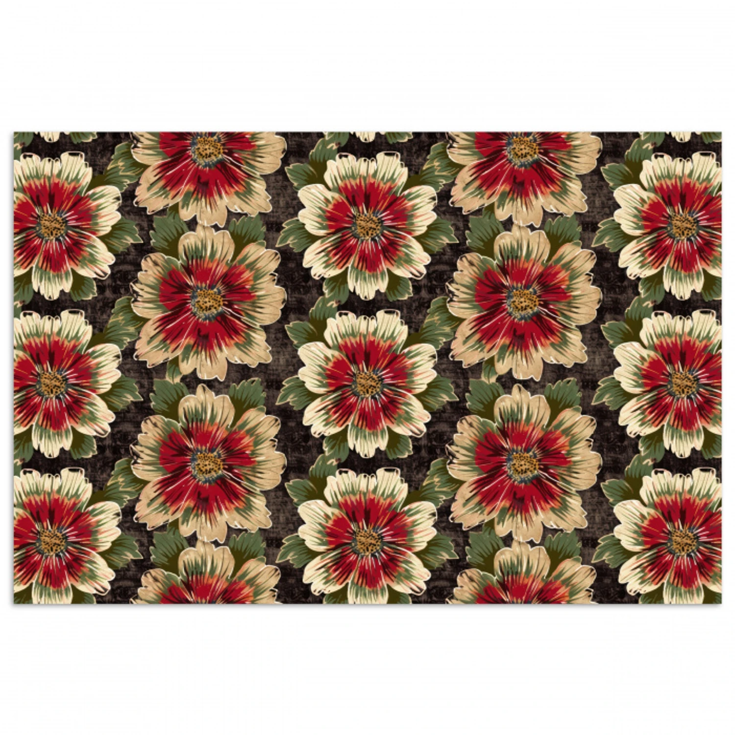 Bloemen - Klassiek - Patroon - Rood poster papier klein 62 -3d