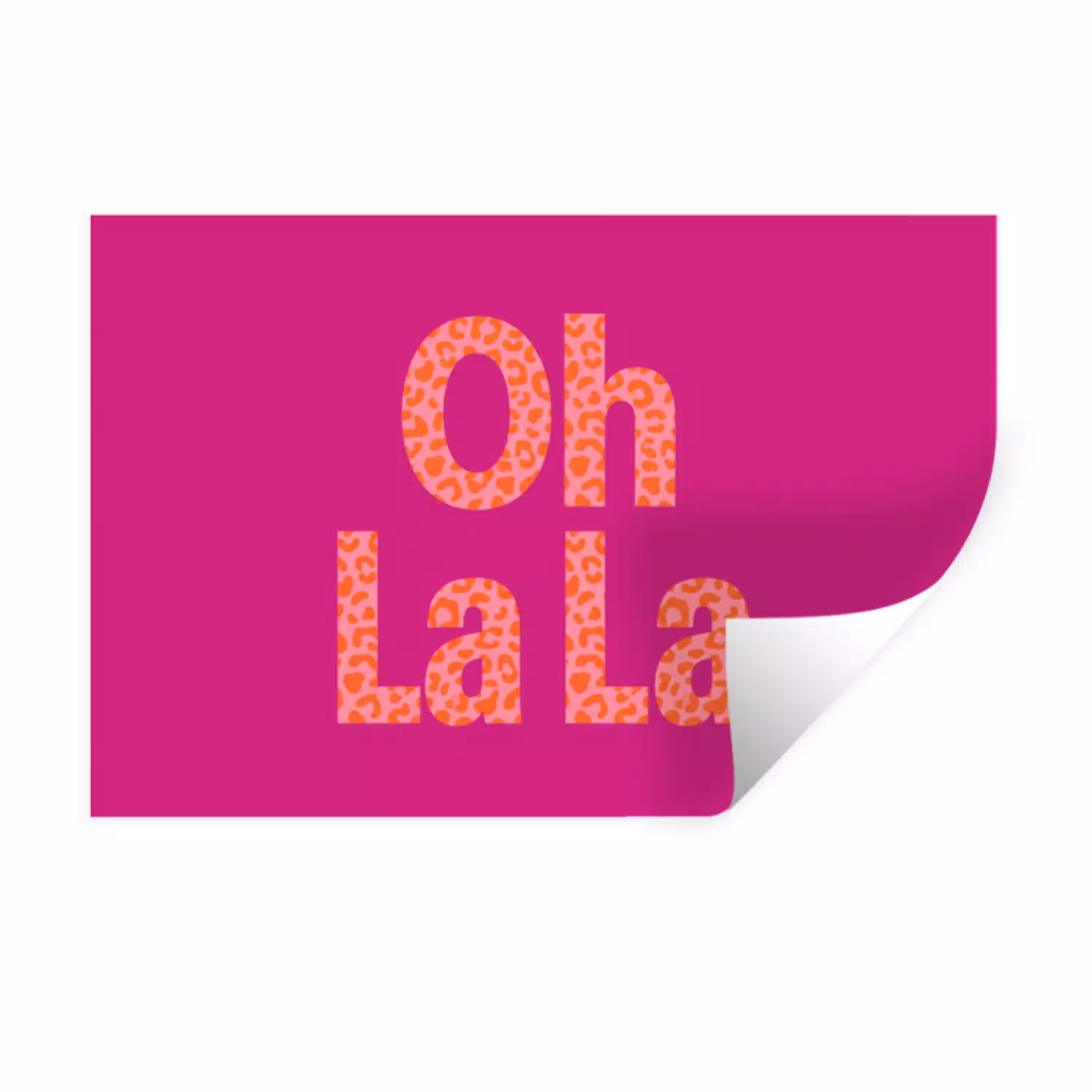 Oh la la - Luipaardprint - Roze Muursticker klein -3d