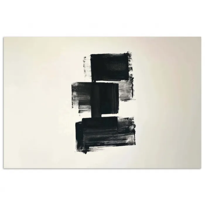 Rechthoeken - Penseelstreken - Abstract - Zwart poster papier klein -3d