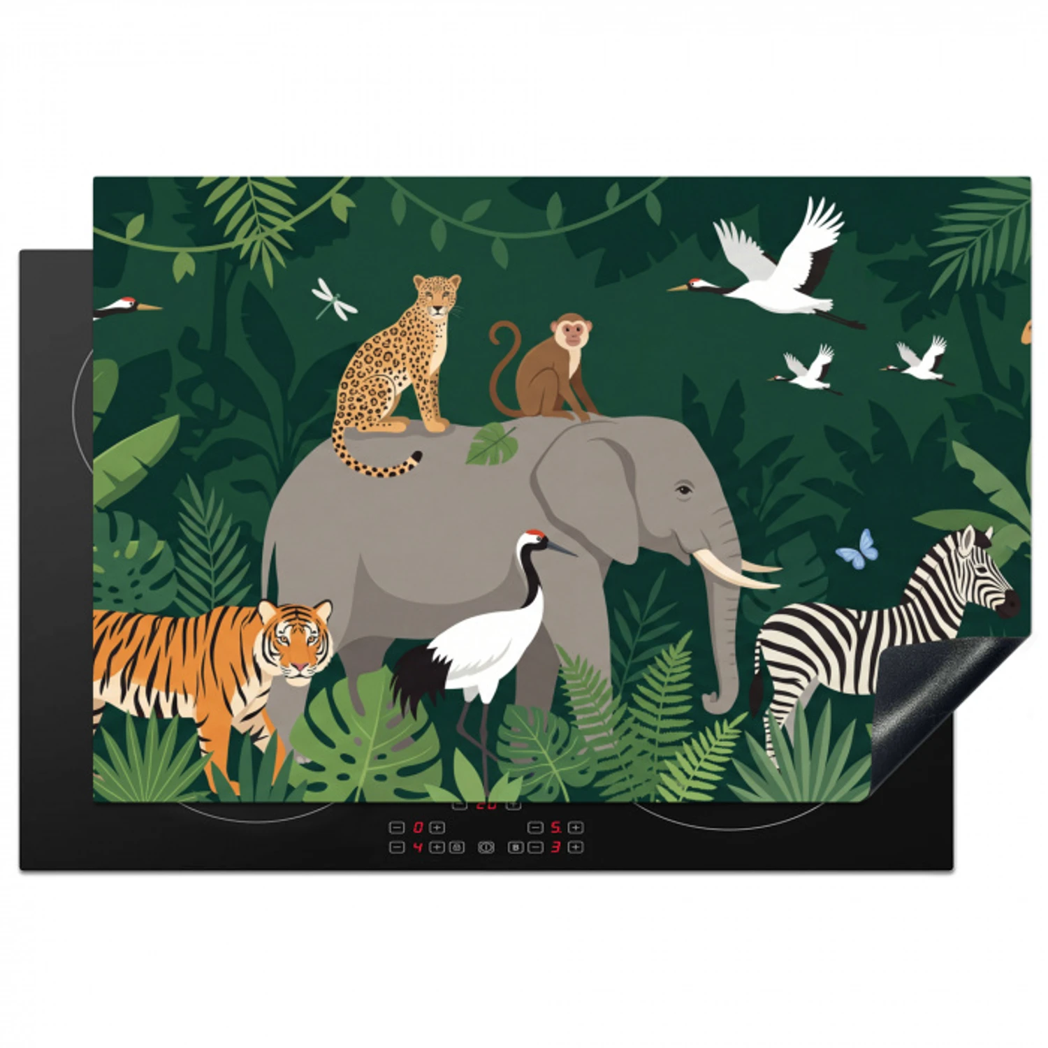 Tropisch - Jungle -  Groen Inductie beschermer vinyl 3mm klein -3d