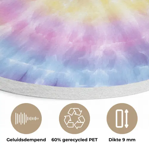 Spiraal - Tie dye - Pasteltinten Akoestische PET Vilt - Rond klein -closeup_NL