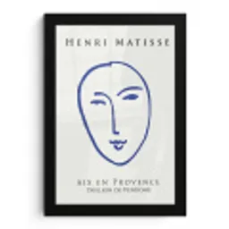 Henri Matisse - Hoofd - Vrouw - Blauw - Abstract fotolijst zwart zonder passe partout klein -3d