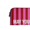 Roze - Strepen - Koffie - Maandag laptophoes neopreen klein -detail