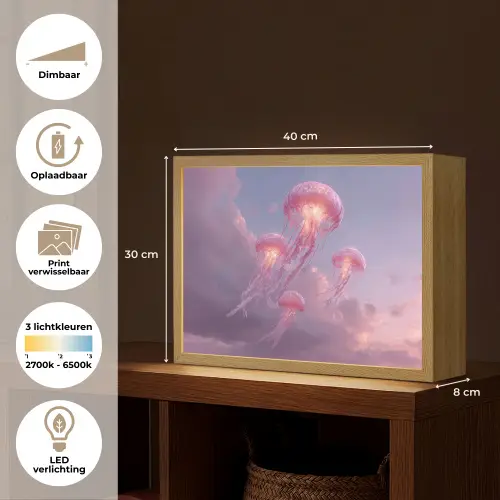Kwallen - Roze - Wolken Light Box met batterij (Wandlamp) middel -USP_websiteoverzichtNL
