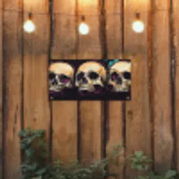 Schedels - Graffiti - Neon tuinposter los doek klein -sfeer1