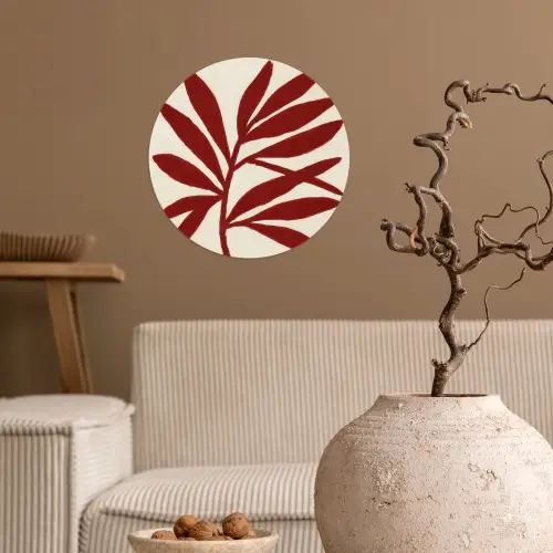 Tak - Bladeren - Rood Wandcirkel behangsticker klein -sfeer1