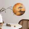 Boom - Landschap - Oranje Wandcirkel kunststof plaat 5mm dik klein -sfeer4