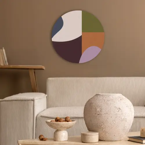 Vormen - Abstract - Kleuren - Vierkant Akoestische PET Vilt - Rond klein -sfeer1