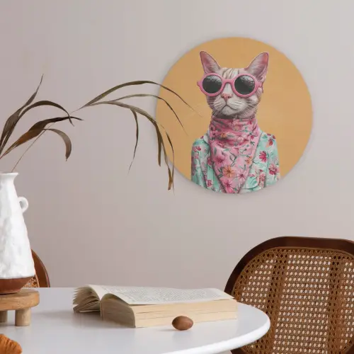 Zonnebril - Kat - Sjaal - Bloemen Akoestische PET Vilt - Rond klein -sfeer3