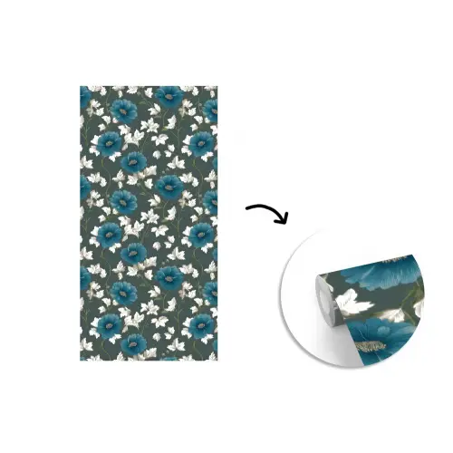 Botanisch - Bloemen - Blauw fotobehang vinyl groot 64 -3d
