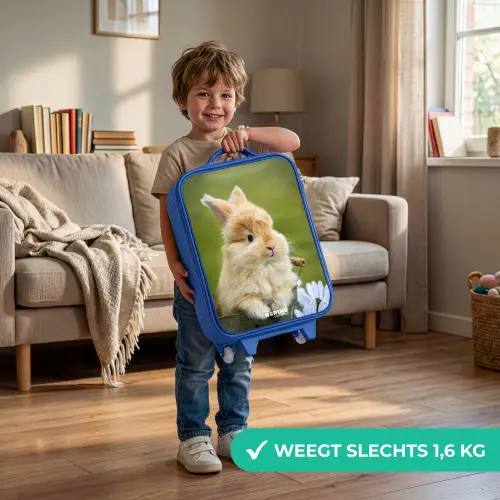 Konijn in bloempot Kinderkoffer - Blauw klein -sfeer2_NL