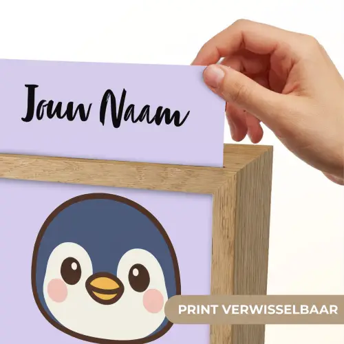 Pinguïn - Paars - Minimalistisch - Blosjes Light Box met kabel (Kinderlampje) klein -USP_websiteprintNL