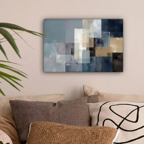 Rechthoeken - Abstract - Blauw canvas 2cm klein -sfeer1