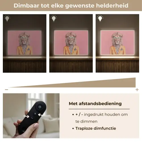 Leeuw - Pak - Geruit - Bril Light Box met batterij (Wandlamp) middel -USP_dimbaarNL