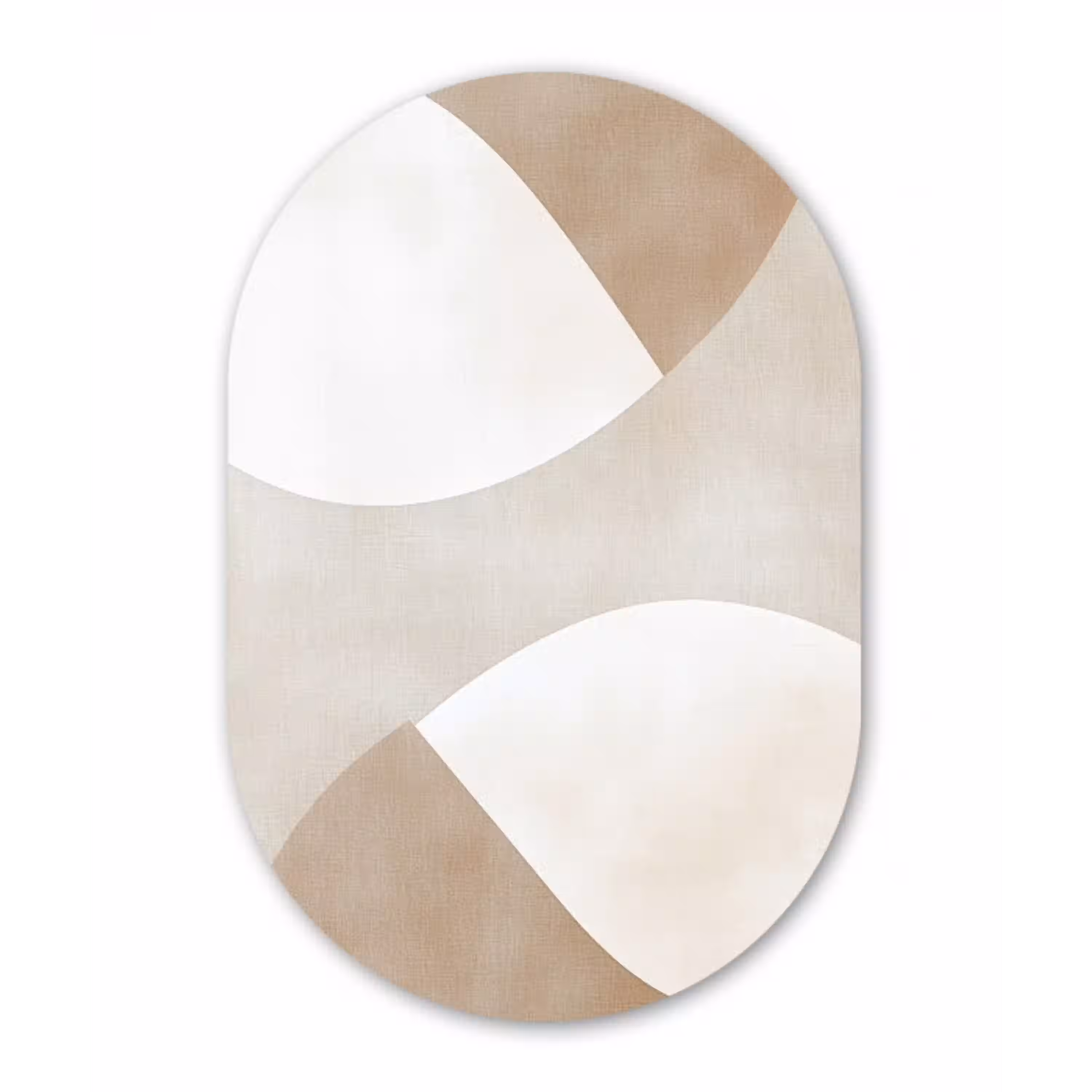 Bruin - Japandi - Abstract Wandcirkel Ovaal Aluminium middel -3d