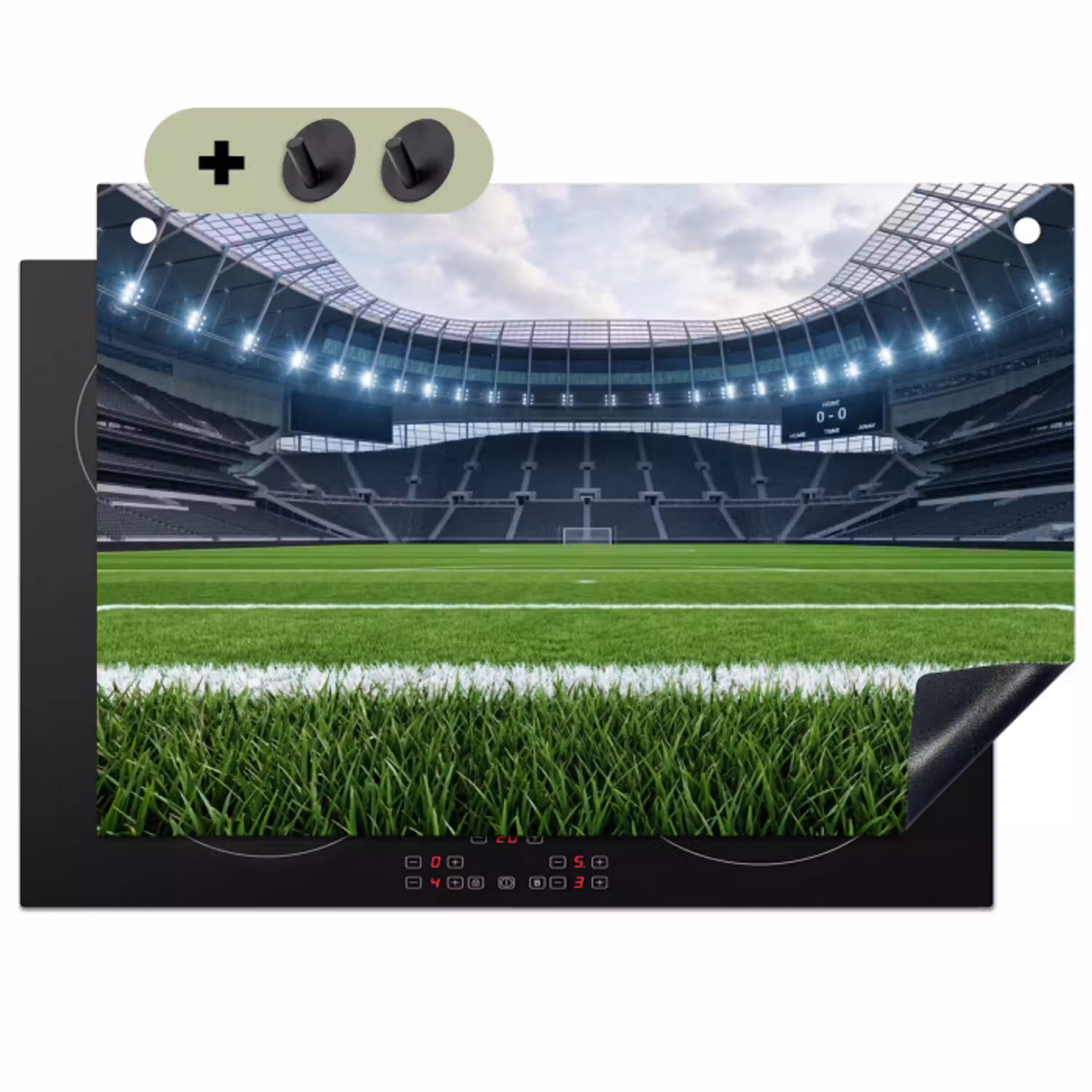 Voetbal - Stadion - Sport - Groen Inductie beschemer met haakjes klein -3d