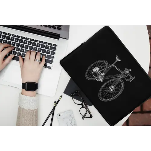 Lijnen - Illustratie - Wit laptophoes neopreen klein -bureau