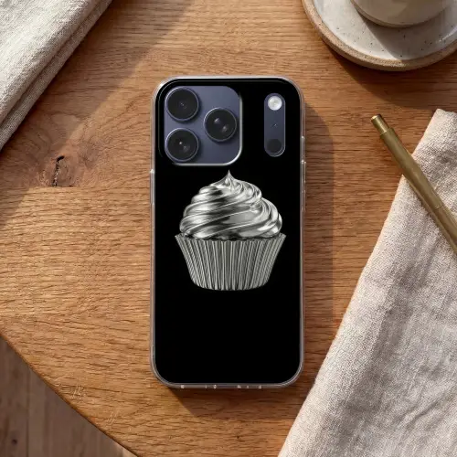 Cupcake - Luxueus - Zilver Telefoonhoesje iPhone 17 Pro klein -sfeer1