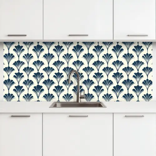 Klassiek - Motief - Blauw keuken achterwand 2 middel 871 -3d