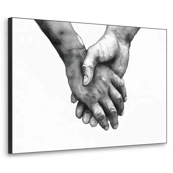 Handen - Zwart wit - Modern - Kunst Textielframe zwart klein -3d
