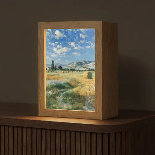 Landschap - Strobalen - Bergen - Wolken Light Box met kabel (Tafellamp) klein -z3d_website